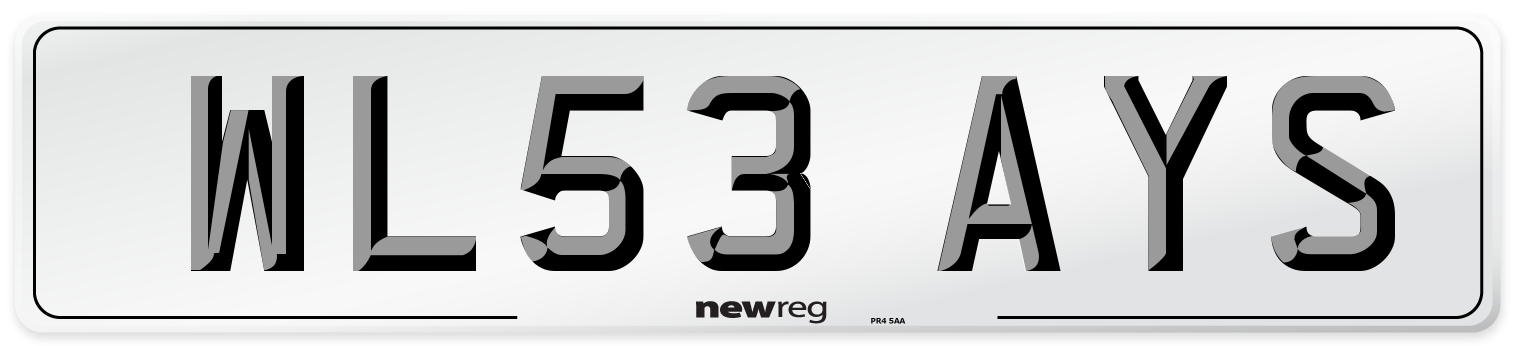 WL53 AYS Number Plate from New Reg